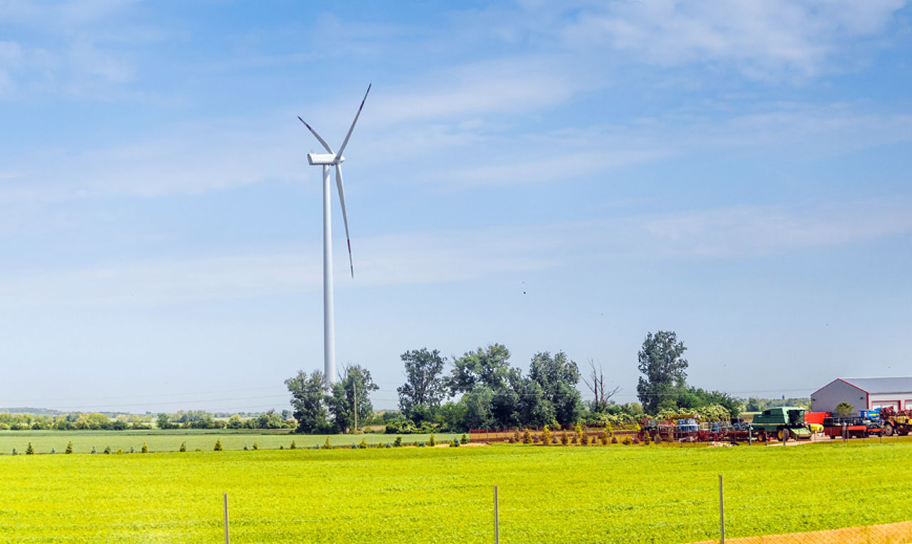 Wind turbine at farm